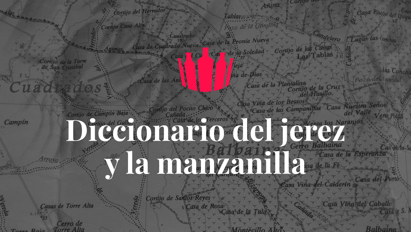 Mapa de pagos jerezanos, con el logotipo de la Enoarquía y el texto: "Diccionario del jerez y la manzanilla"